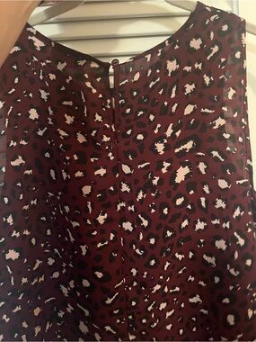 APT.9 Burgundy and Black Leopard Print Top